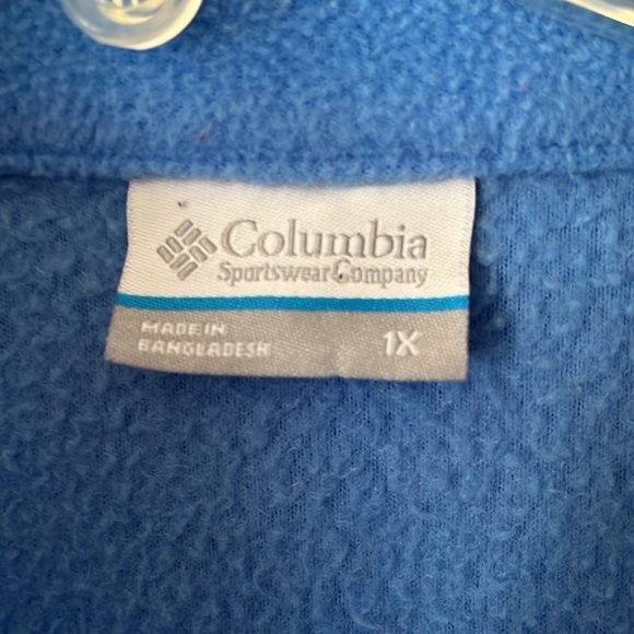 Columbia Fleece Zip Up Vest Zipper Front Pockets Sky Blue Size 1X Collared - Picture 5 of 13